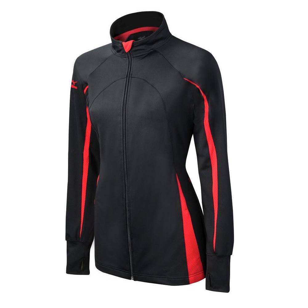 Mizuno Elite 9 Focus Full-Zip - Bayan Mont - Siyah/Kırmızı Türkiye (WNECRG-971)